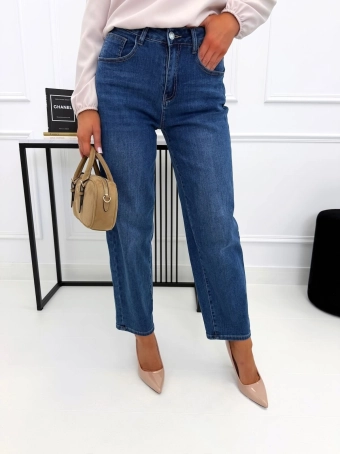 Granatowe Spodnie Mom Jeans 15267-365-A