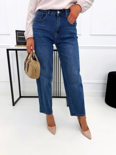 Granatowe Spodnie Mom Jeans 15267-365-A