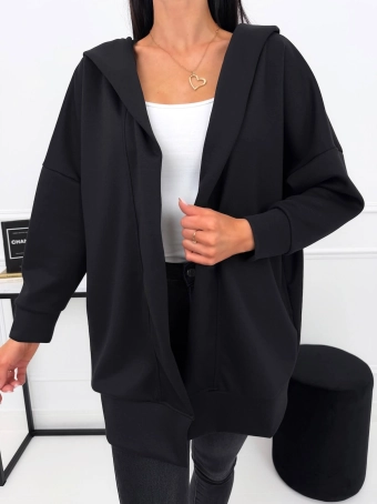 Czarna Gładka Bluza z Kapturem 15293-339-A