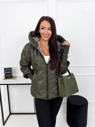 Khaki Kurtka z Kapturem 15534-13-B