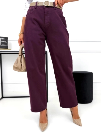 Burgundowe Jeansowe Spodnie  15478-91-B