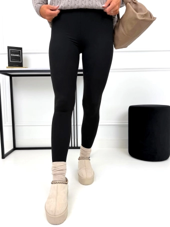Czarne Gładkie Legginsy 15469-99-A