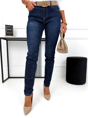Granatowe Jeansowe Spodnie  15481-517-Q