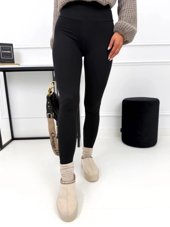 Czarne Gładkie Legginsy 15494-202-C