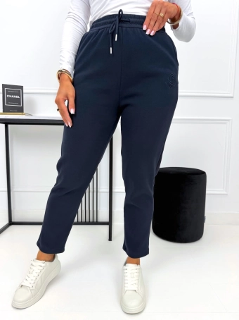 Granatowe Dresowe Spodnie Damskie Plus Size 15498-33-E